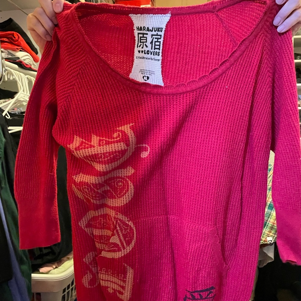 Harajuku Lovers Red Blouse size L “LOVE”